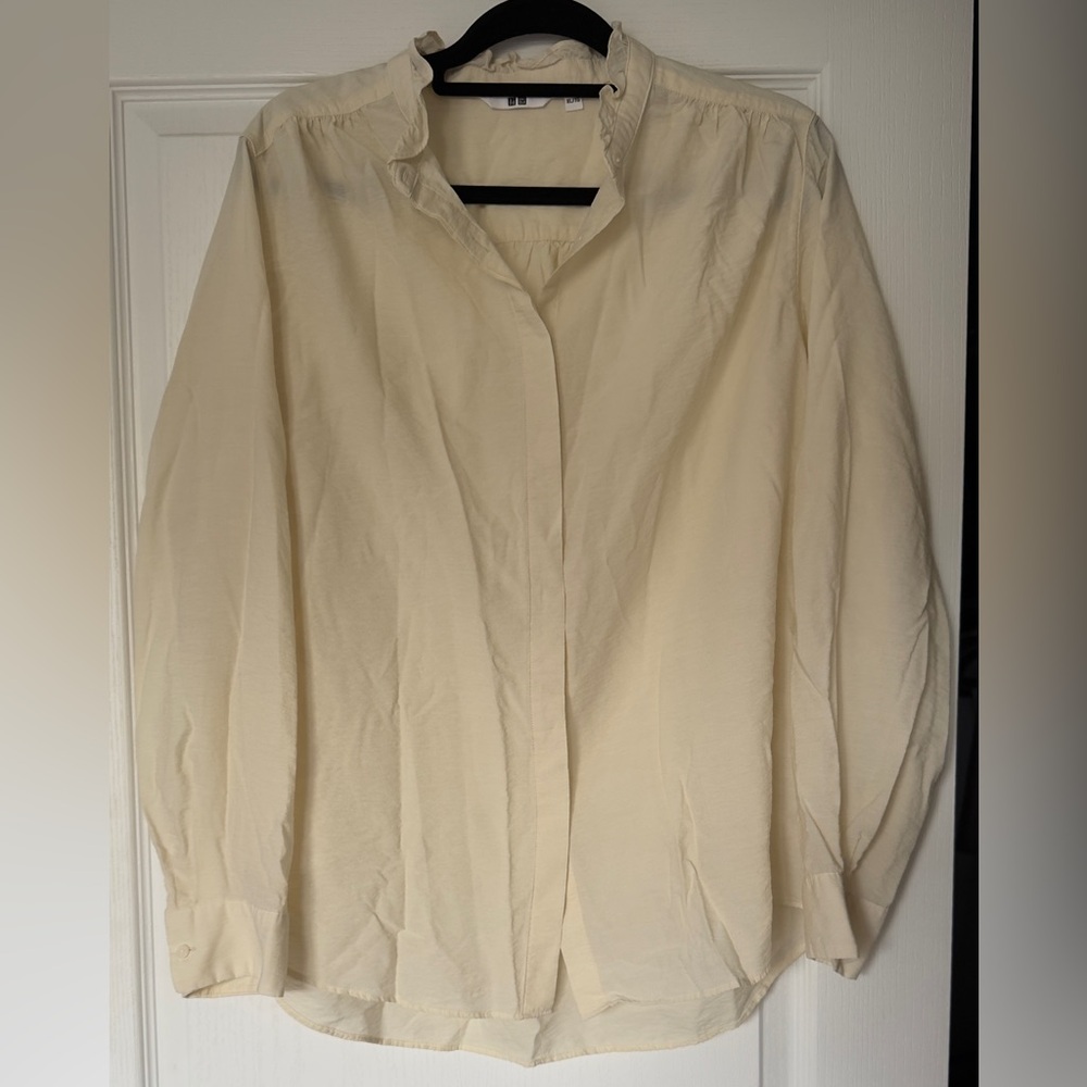 Uniqlo Tan Cream Oversized Button Down Shirt